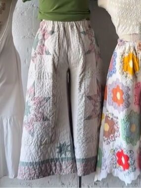 Jo & June Handmade Vintage High Waist Quilt Palazzo Pants.